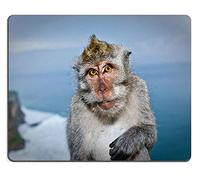 Tappetino per mouse Tappetino per mouse Tappetino per mouse in gomma naturale Bella fotografia di una scimmia che dà un'espressione buffa per la fotocamera Bali M0A02535