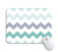Tappetino per Mouse Teal Zag Patter Traditional Ikat Ornaments Blue Zig Line Tappetino per Il Mouse Antiscivolo Confortevole Tappetini Mouse, per Gioco, Ufficio, 25 x 30cm