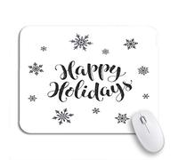 Tappetino Per Mouse Text Happy Holidays Modern New Year Lettering Snowflakes Christmas Mousepad Forma Rettangolare Impermeabile Confortevole Sottomano, Per Gioco, Casa, 25 x 30cm