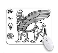 Tappetino Per Mouse The Assyrian Mythical Deity Shedu Winged Lion Head Tappetino Mouse Gaming Base Antiscivolo In Gomma Portatile Sottomano, Per Computer, Gaming Mouse, 25 x 30cm