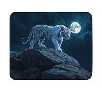 Tappetino per Mouse Tiger Walking On The Top of Rocks in The Night Desk Mat con Bordi Cuciti Mousepad Waterproof Tappetino per Mouse da Gioco per Ufficio Gaming Pc 25X30Cm