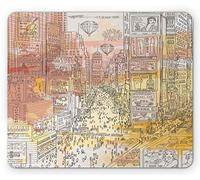 Tappetino per Mouse Times Square Artwork of The City Top View Sketched By Hand with Paint Blots Tappetino Mouse Impermeabile Confortevole Sottomano, per Computer, Laptop, Scrivania, 25x30cm