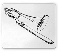 Tappetino per Mouse Trombone Sketch Artwork of A Brass Musical Instrument Sackbut Talent And Performance Tappetini Mouse Portatile Mousepad Forma Rettangolare, per Laptop, Scrivania, 25x30cm