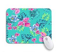 Tappetino per Mouse Tropical Pattern Flower Composition Vintage Classical Hawaiian Motives Hibiscus Sottomano Impermeabile Antipolvere Tappetini Mouse, per Gioco, Scrivania, 25 x 30cm