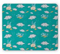 Tappetino per Mouse Tropical Sea Fishes Cockleshell Coral Reef Beauty of Deep Waters Diving Tappetino per Il Mouse Antiscivolo Portatile Sottomano, per Computer, Laptop, Casa, 25x30cm