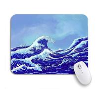 Tappetino per Mouse Tsunami Japanese Sea Waves Blue Big Japan Mousepad Forma Rettangolare Facile da Pulire Confortevole Tappetino Mouse Piccolo, per Gioco, Scrivania, 25 x 30cm