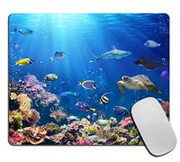 Tappetino per Mouse Underwater Scene with Coral Reef And Tropical Fish Tappetino Mouse Gaming Antipolvere Base Antiscivolo in Gomma Sottomano, per Computer, Laptop, Gaming, 25x30cm