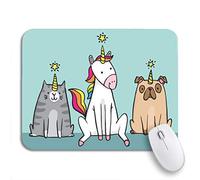 Tappetino per Mouse Uni-Corn And Her Pets Cat Caticorn Pug Unianimal Cute Tappetino Mouse Gaming Confortevole Tappetino per Il Mouse Antiscivolo, per Casa, Ufficio, 25 x 30cm