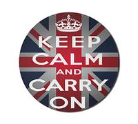 Tappetino Per Mouse Union Jack Mouse Pad for Computers,Keep Calm and Cary on Words Crown United Kingdom Britain Flag,Round Non-Slip Thick Rubber Modern Gaming Mousepad,8" Round,Navy Blue Red White