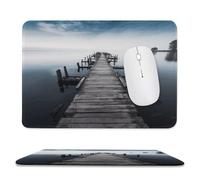 Tappetino per mouse, vecchio molo in legno sopra acque calme, stampa con bordo a forma di blocco, simpatico e divertente per laptop da gioco, accessori per la casa e l'ufficio, scrivania