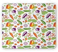 Tappetino per Mouse Vegetable Carrot Pepper Onion Cucumber Eggplants Pattern On A Plain Background Tappetino per Il Mouse Antiscivolo Portatile Sottomano, per Laptop, Computer, 25x30cm
