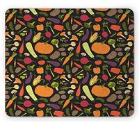 Tappetino per Mouse Vegetable Repeating Pattern with Various Healthy Fresh Foods On Dark Backdrop Tappetino Mouse Gaming Mousepad Forma Rettangolare, per Ufficio, Scrivania, Laptop, 25x30cm