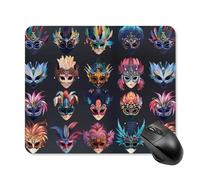 Tappetino per Mouse Venice Camival Mask with Feathers And Beads Tappetino Mouse Gaming Base Antiscivolo in Gomma Personalizzato Sottomano, per Casa, Laptop, Ufficio, 25x30cm