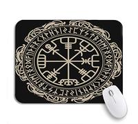 Tappetino Per Mouse Viking Magical Runic Compass Vegvisir In The Circle Mousepad Forma Rettangolare Lavabile Base Antiscivolo In Gomma Tappetino Mouse, Per Gaming Mouse, Computer, 25 x 30cm