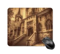 Tappetino per mouse vintage con castello medievale con bordo cucito, tappetino per mouse in tessuto lavabile, antiscivolo, design perfetto per giochi, laptop, lavoro in ufficio
