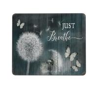 Tappetino per Mouse Vintage Dandelion Butterfly Just Breathe Rustic 25X30Cm Bordo Cucito Mouse Pad Lavabile Tappetino per Lavoro Computer