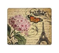 Tappetino per Mouse Vintage French Paris Hydrangea Botanical Flower Mousepad Waterproof Desk Mat Portatile Tappetino Mouse Gaming per Ufficio Gaming Laptop 25X30Cm