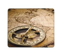 Tappetino per Mouse Vintage Old Map Ancient World Wheel Compass Mousepad con Bordi Cuciti Tappetino per Mouse da Gioco Waterproof Mouse Mat per Gaming Ufficio Laptop 25X30Cm