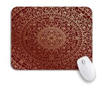Tappetino per Mouse Vintage Oriental Red Gold Maroon Golden Pattern Flower Carpet Tappetini Mouse Portatile Lavabile Tappetino per Il Mouse Antiscivolo, per Gioco, Ufficio, 25 x 30cm