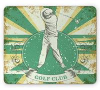 Tappetino per Mouse Vintage Retro Poster Print Man Playing Golf Golf Club Words On Grunge Background Tappetino per Il Mouse Antiscivolo Confortevole Sottomano, per Casa, Ufficio, 25x30cm