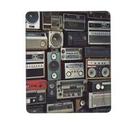 Tappetino per mouse Vintage Wall of Radio Boombox, tappetino per mouse da gioco ultra liscio, base in gomma antiscivolo, tappetino per mouse impermeabile per computer, scrivania, laptop, ufficio, picc