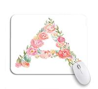 Tappetino per Mouse Watercolor Alphabet Monogram Letter Made of Flowers Colorful Flower Tappetini Mouse Antipolvere Impermeabile Tappetino Mouse Pad, per Ufficio, Gioco, 25 x 30cm