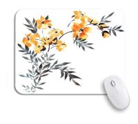 Tappetino per Mouse Watercolor And Ink of Yellow Flowers Leaves Bouquet Sumi Tappetino Mouse Piccolo Confortevole Antipolvere Mousepad Forma Rettangolare, per Gaming Mouse, Gioco, 25 x 30cm