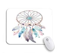 Tappetino per Mouse Watercolor Bohemian Boho Feathers Native Dream Chic Mystery Tappetini Mouse Impermeabile Confortevole Mousepad Forma Rettangolare, per Gioco, Computer, 25 x 30cm