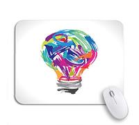 Tappetino Per Mouse Watercolor Color Creative Painting Idea Mind Artist Unique Bulb Tappetino Per Il Mouse Antiscivolo Portatile Mousepad Forma Rettangolare, Per Scrivania, 25 x 30cm