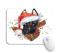 Tappetino Per Mouse Watercolor Cute Dog In Santa Hat Christmas New Year Tappetini Mouse Confortevole Impermeabile Tappetino Mouse Gaming, Per Computer, Scrivania, 25 x 30cm