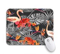 Tappetino Per Mouse Watercolor Flamingo Tropical Leaves And Exotic Flowers At Monochrome Sottomano Facile Da Pulire Personalizzato Tappetini Mouse, Per Computer, Laptop, 25 x 30cm