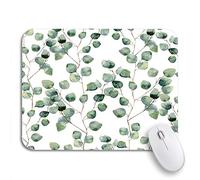Tappetino per Mouse Watercolor Green Flower Eucalyptus Round Leaves Pattern Branches Tappetini Mouse Confortevole Personalizzato Tappetino Mouse, per Computer, Laptop, 25 x 30cm