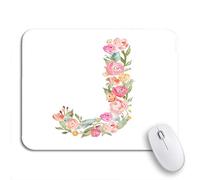 Tappetino Per Mouse Watercolor Monogram Letter J Made Of Flowers Alphabet Colorful Tappetino Mouse Gaming Personalizzato Portatile Tappetino Mouse Piccolo, Per Gioco, Gaming Mouse, 25 x 30cm