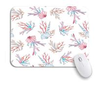 Tappetino per Mouse Watercolor Sea Pattern Shell And Corals Starfish Pearl Delicate Tappetino Mouse Gaming Portatile Facile da Pulire Tappetino Mouse Pad, per Computer, Gaming Mouse, 25 x 30cm