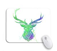 Tappetino per Mouse Watercolor White Deer Beautiful Tattoos Adult Coloring Book Animal Tappetino Mouse Portatile Tappetino per Il Mouse Antiscivolo, per Scrivania, Laptop, 25 x 30cm