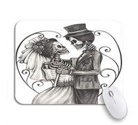 Tappetino Per Mouse Wedding Skull On Halloween Drawing Skeleton Tattoo All Tappetino Mouse Pad Impermeabile Antipolvere Tappetini Mouse, Per Gioco, Scrivania, 25 x 30cm