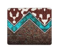 Tappetino Per Mouse Western Country Cowhide Teal Tooled Leather Protezione Scrivania Da Ufficio Confortevole Mouse Mat Portatile Tappetino Scrivania Per Computer Portatile Gaming Mac 25X30Cm