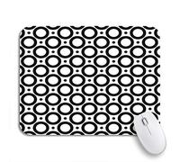 Tappetino per Mouse White Abstract Pattern of Circles And Dots Black Sottomano Portatile Base Antiscivolo in Gomma Tappetino Mouse Gaming, per Gioco, Ufficio, 25 x 30cm