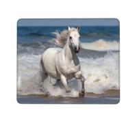 Tappetino per Mouse White Horse Running On The Sea Multifunzione Gaming Mouse Pad Lavabile Desk Mat per Computer Sensori da Gioco Mac 10X12In
