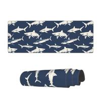 Tappetino per Mouse White Shark Seamless Fish Tappetino Mouse Gaming Lavabile Mousepad Forma Rettangolare, per Computer, Laptop, Gaming Mouse, 80x30cm