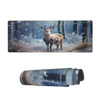 Tappetino per Mouse Winter Sika Deer Tappetino Mouse Pad Confortevole Mousepad Forma Rettangolare, per Gaming Mouse, Scrivania, Ufficio, 80x30cm