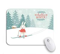 Tappetino per Mouse Winter The Cute Rabbit Skis Christmas Cartoon Comic Tappetini Mouse Antipolvere Facile da Pulire Mousepad Forma Rettangolare, per Gaming Mouse, Gioco, 25 x 30cm