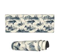 Tappetino Per Mouse Wolf And Mountains Tappetini Mouse Antipolvere Sottomano, Per Ufficio, Casa, Scrivania, 80x30cm