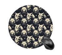 Tappetino per mouse Wolf, rotondo, antiscivolo, con base in gomma, per computer, laptop, gaming, casa, ufficio, scrivania, accessori 8 pollici
