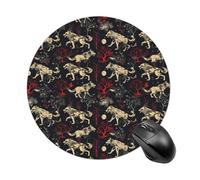 Tappetino per mouse Wolf, rotondo, antiscivolo, con base in gomma, per computer, laptop, gaming, casa, ufficio, scrivania, accessori 8 pollici