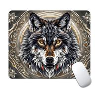 Tappetino per Mouse Wolf Tappetino Mouse Gaming Antipolvere Base Antiscivolo in Gomma Sottomano, per Laptop, Scrivania, Casa, 25x30cm
