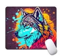 Tappetino per Mouse Wolf Tappetino Mouse Portatile Base Antiscivolo in Gomma Mousepad Forma Rettangolare, per Laptop, Scrivania, Gaming, 25x30cm