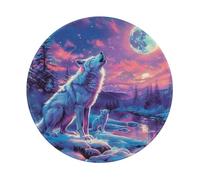 Tappetino Per Mouse Wolves Moon Wolf Wild Animal Winter Landscape Mousemat