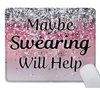 Tappetino per Mouse Wording Maybe Swearing Will Help Words of Wisdom Keep Calm Print Tappetino per Il Mouse Antiscivolo Confortevole Sottomano, per Gaming, Computer, Casa, 25x30cm