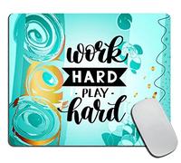 Tappetino per Mouse Work Hard Play Hard Motivational Quote Tappetino Mouse Base Antiscivolo in Gomma Confortevole Mousepad Forma Rettangolare, per Laptop, Computer, Scrivania, 25x30cm